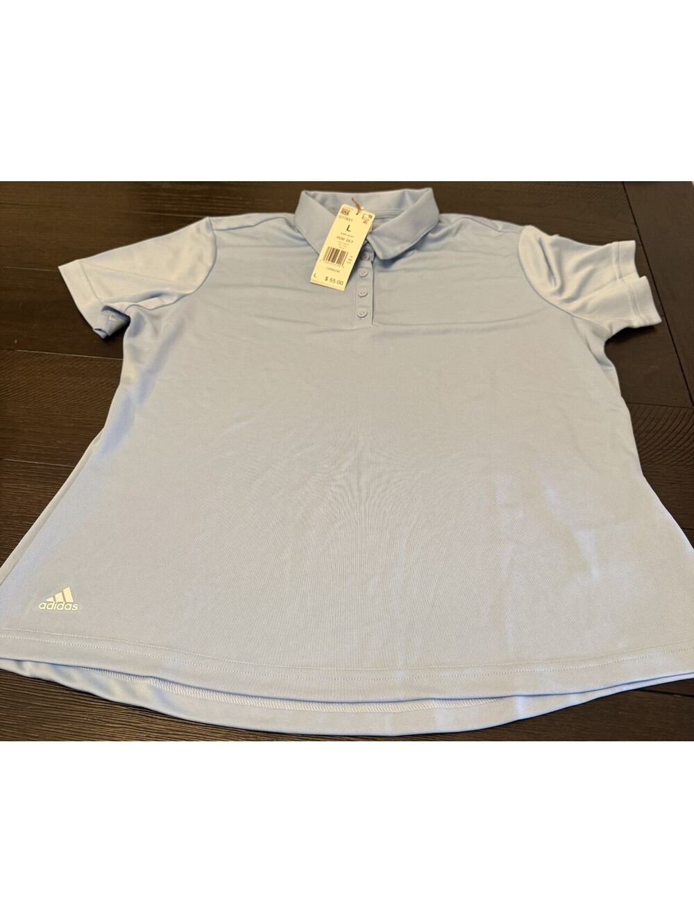 Adidas Womens Solid Performance S/S Light Blue Golf Shirt Large